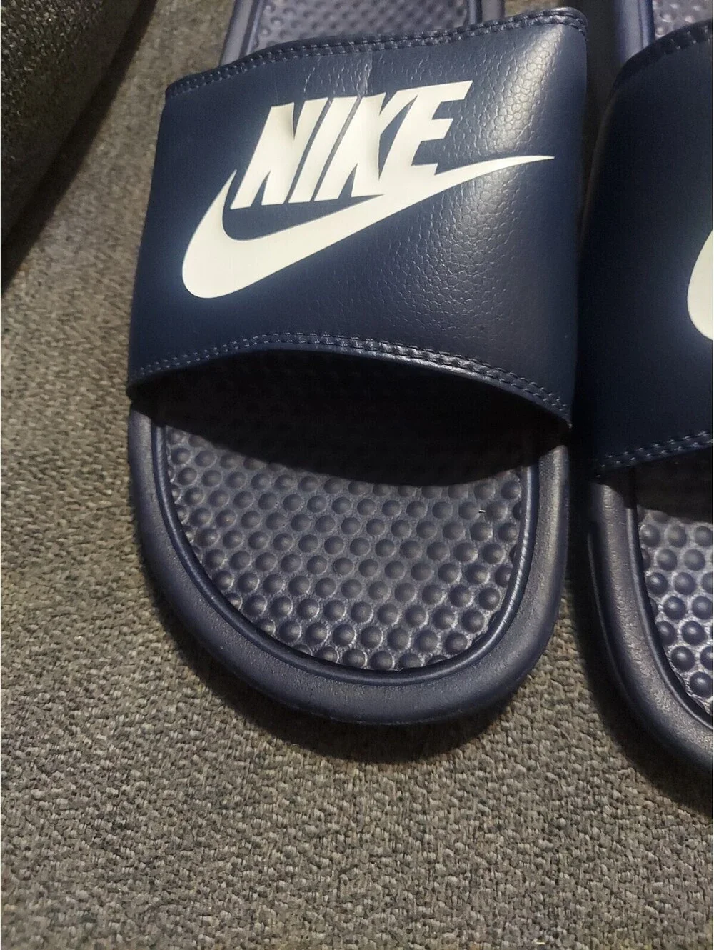 Nike Benassi JDI Men's Slip On Sandals Sz 13 - Navy Blue Waterproof Slides Pool